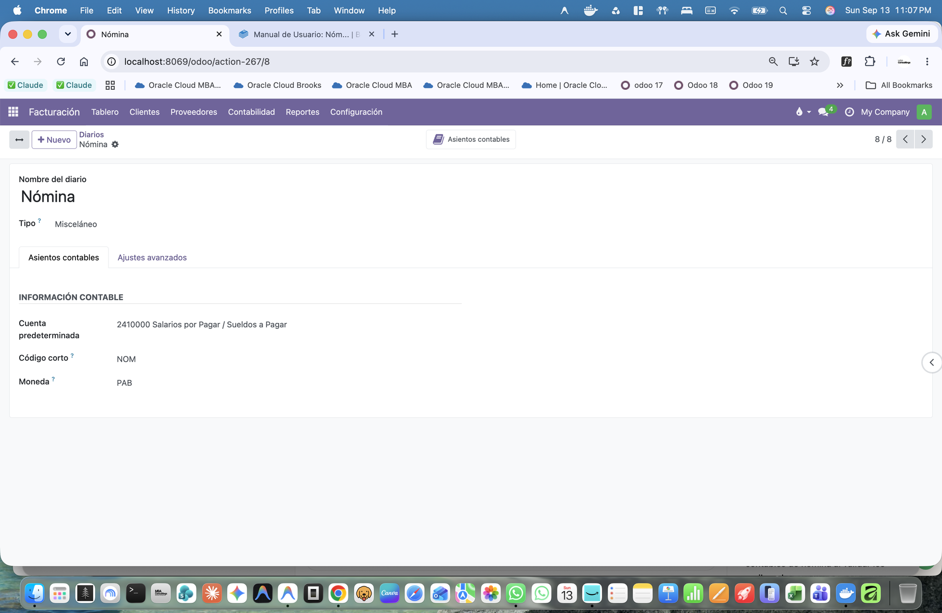 Diario de Nómina Configurado